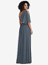 Rear View Thumbnail - Silverstone One-Shoulder Bell Sleeve Chiffon Maxi Dress