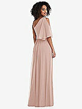 Rear View Thumbnail - Toasted Sugar One-Shoulder Bell Sleeve Chiffon Maxi Dress