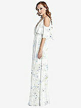 Side View Thumbnail - Bleu Garden Convertible Cold-Shoulder Draped Wrap Maxi Dress