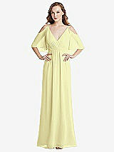 Alt View 1 Thumbnail - Butter Yellow Convertible Cold-Shoulder Draped Wrap Maxi Dress