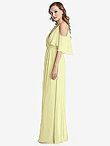 Side View Thumbnail - Butter Yellow Convertible Cold-Shoulder Draped Wrap Maxi Dress