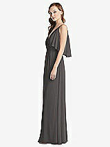 Alt View 2 Thumbnail - Caviar Gray Convertible Cold-Shoulder Draped Wrap Maxi Dress