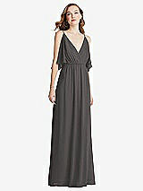 Alt View 3 Thumbnail - Caviar Gray Convertible Cold-Shoulder Draped Wrap Maxi Dress