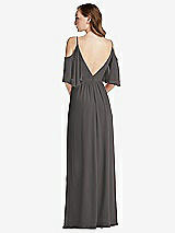 Rear View Thumbnail - Caviar Gray Convertible Cold-Shoulder Draped Wrap Maxi Dress