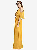 Side View Thumbnail - NYC Yellow Convertible Cold-Shoulder Draped Wrap Maxi Dress