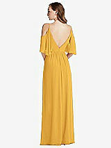 Rear View Thumbnail - NYC Yellow Convertible Cold-Shoulder Draped Wrap Maxi Dress