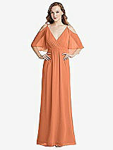 Alt View 1 Thumbnail - Sweet Melon Convertible Cold-Shoulder Draped Wrap Maxi Dress