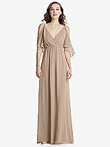 Front View Thumbnail - Topaz Convertible Cold-Shoulder Draped Wrap Maxi Dress