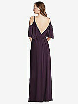 Rear View Thumbnail - Aubergine Convertible Cold-Shoulder Draped Wrap Maxi Dress