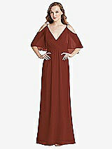 Alt View 1 Thumbnail - Auburn Moon Convertible Cold-Shoulder Draped Wrap Maxi Dress