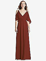 Front View Thumbnail - Auburn Moon Convertible Cold-Shoulder Draped Wrap Maxi Dress