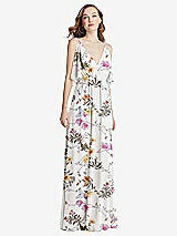 Alt View 3 Thumbnail - Butterfly Botanica Ivory Convertible Cold-Shoulder Draped Wrap Maxi Dress