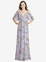 Alt View 1 Thumbnail - Butterfly Botanica Silver Dove Convertible Cold-Shoulder Draped Wrap Maxi Dress