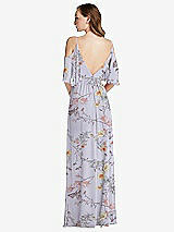 Rear View Thumbnail - Butterfly Botanica Silver Dove Convertible Cold-Shoulder Draped Wrap Maxi Dress