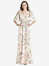 Alt View 1 Thumbnail - Blush Garden Convertible Cold-Shoulder Draped Wrap Maxi Dress