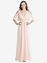 Alt View 1 Thumbnail - Blush Convertible Cold-Shoulder Draped Wrap Maxi Dress