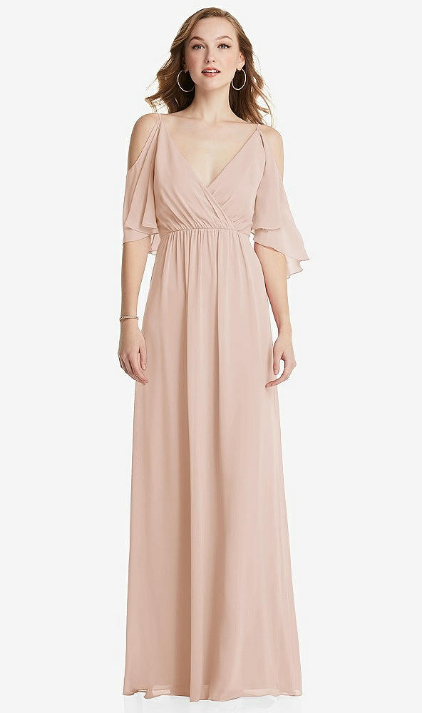 Front View - Cameo Convertible Cold-Shoulder Draped Wrap Maxi Dress