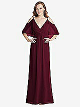 Alt View 1 Thumbnail - Cabernet Convertible Cold-Shoulder Draped Wrap Maxi Dress