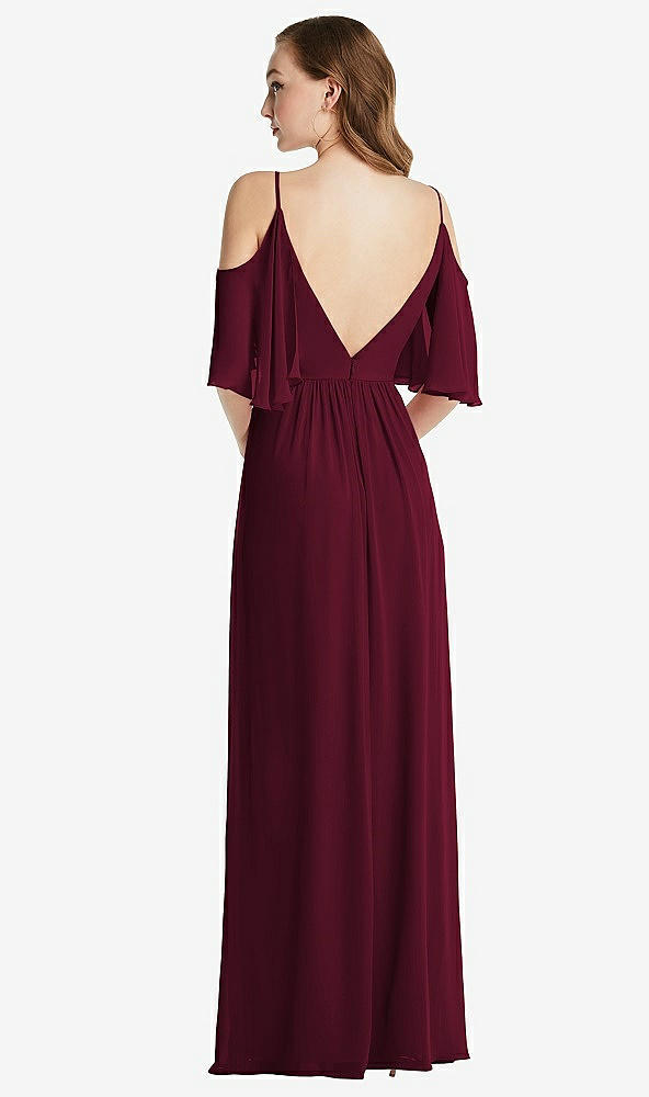 Back View - Cabernet Convertible Cold-Shoulder Draped Wrap Maxi Dress