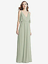 Alt View 3 Thumbnail - Celadon Convertible Cold-Shoulder Draped Wrap Maxi Dress