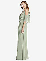 Side View Thumbnail - Celadon Convertible Cold-Shoulder Draped Wrap Maxi Dress