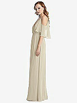 Side View Thumbnail - Champagne Convertible Cold-Shoulder Draped Wrap Maxi Dress