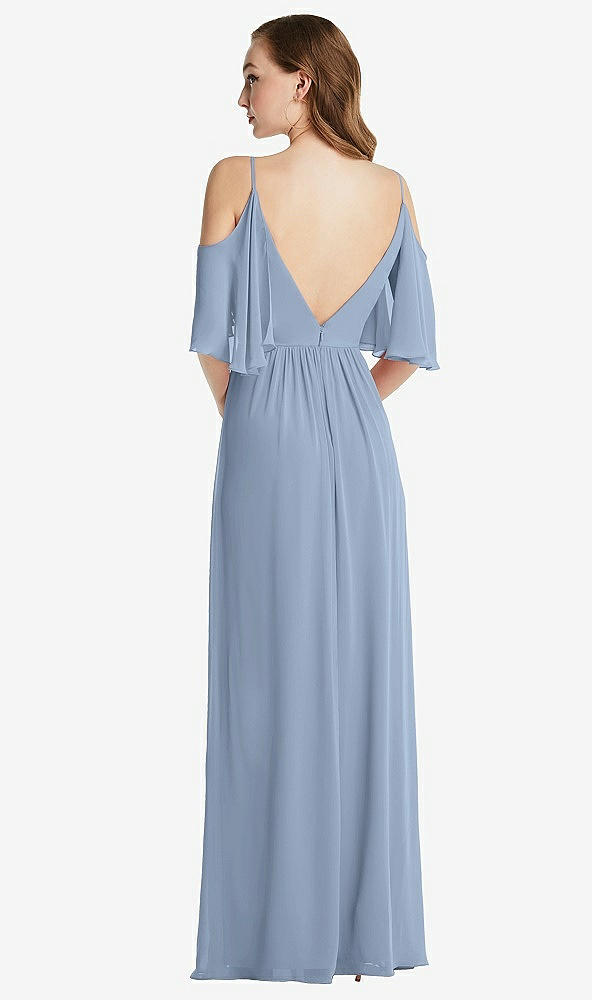 Back View - Cloudy Convertible Cold-Shoulder Draped Wrap Maxi Dress