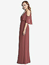 Side View Thumbnail - English Rose Convertible Cold-Shoulder Draped Wrap Maxi Dress