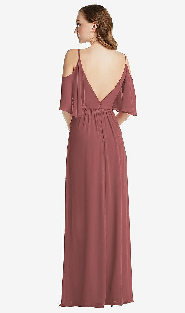 Back View - English Rose Convertible Cold-Shoulder Draped Wrap Maxi Dress