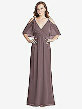 Alt View 1 Thumbnail - French Truffle Convertible Cold-Shoulder Draped Wrap Maxi Dress