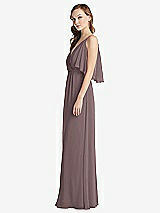 Alt View 2 Thumbnail - French Truffle Convertible Cold-Shoulder Draped Wrap Maxi Dress