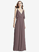 Alt View 3 Thumbnail - French Truffle Convertible Cold-Shoulder Draped Wrap Maxi Dress