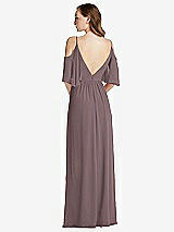 Rear View Thumbnail - French Truffle Convertible Cold-Shoulder Draped Wrap Maxi Dress