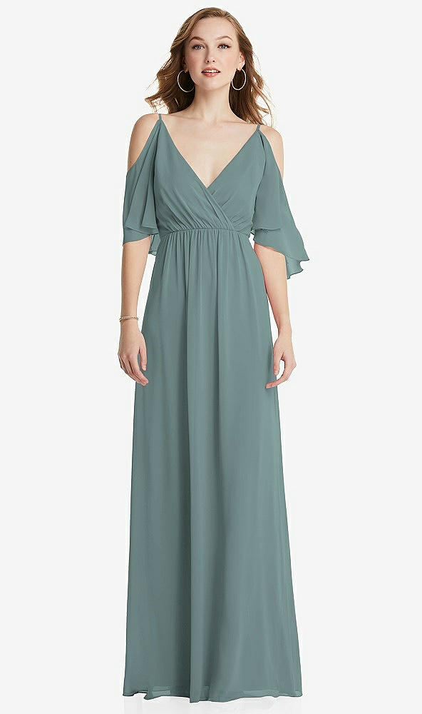 Front View - Icelandic Convertible Cold-Shoulder Draped Wrap Maxi Dress