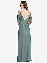 Rear View Thumbnail - Icelandic Convertible Cold-Shoulder Draped Wrap Maxi Dress