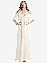 Alt View 1 Thumbnail - Ivory Convertible Cold-Shoulder Draped Wrap Maxi Dress