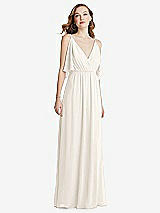 Alt View 3 Thumbnail - Ivory Convertible Cold-Shoulder Draped Wrap Maxi Dress