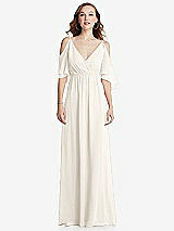 Front View Thumbnail - Ivory Convertible Cold-Shoulder Draped Wrap Maxi Dress