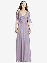 Front View Thumbnail - Lilac Haze Convertible Cold-Shoulder Draped Wrap Maxi Dress