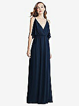 Alt View 3 Thumbnail - Midnight Navy Convertible Cold-Shoulder Draped Wrap Maxi Dress