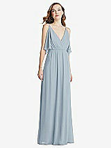 Alt View 3 Thumbnail - Mist Convertible Cold-Shoulder Draped Wrap Maxi Dress