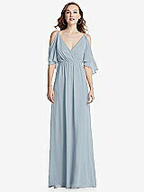 Front View Thumbnail - Mist Convertible Cold-Shoulder Draped Wrap Maxi Dress