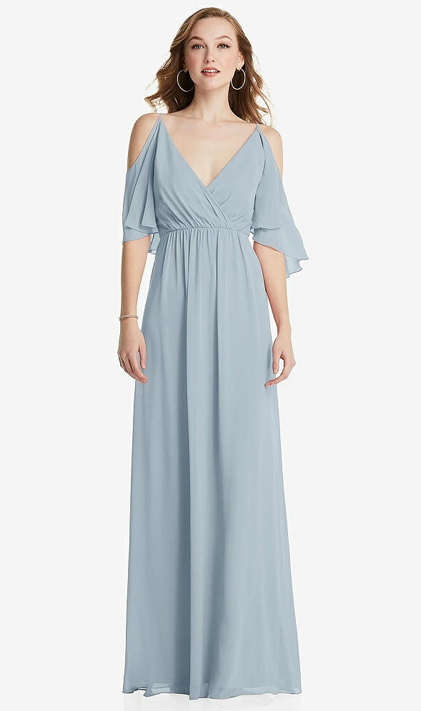 Front View - Mist Convertible Cold-Shoulder Draped Wrap Maxi Dress