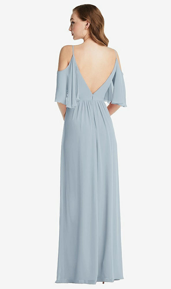 Back View - Mist Convertible Cold-Shoulder Draped Wrap Maxi Dress