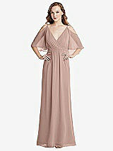 Alt View 1 Thumbnail - Neu Nude Convertible Cold-Shoulder Draped Wrap Maxi Dress