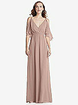 Front View Thumbnail - Neu Nude Convertible Cold-Shoulder Draped Wrap Maxi Dress