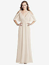 Alt View 1 Thumbnail - Oat Convertible Cold-Shoulder Draped Wrap Maxi Dress