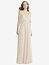 Alt View 3 Thumbnail - Oat Convertible Cold-Shoulder Draped Wrap Maxi Dress