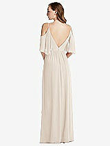 Rear View Thumbnail - Oat Convertible Cold-Shoulder Draped Wrap Maxi Dress