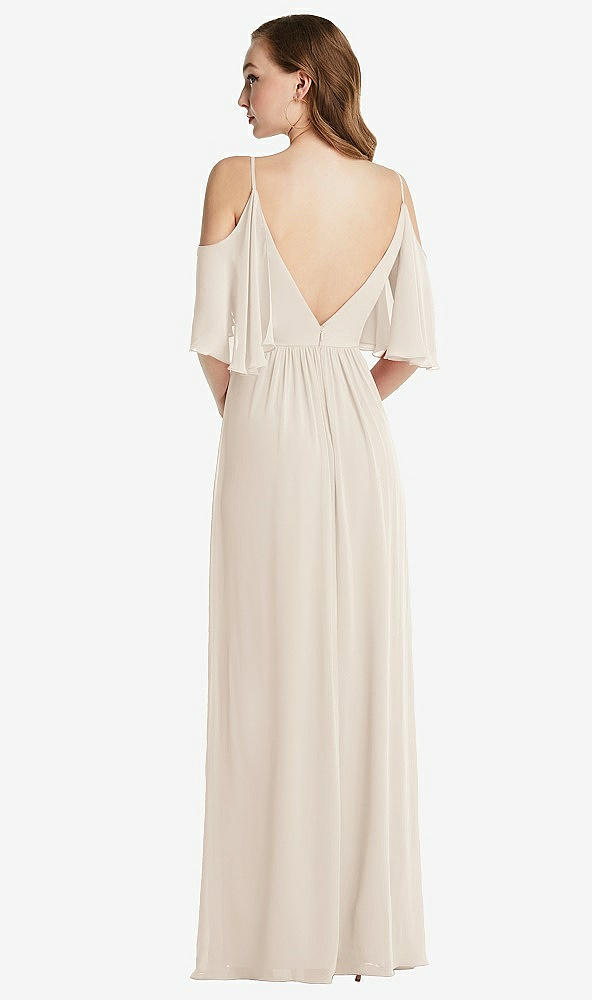 Back View - Oat Convertible Cold-Shoulder Draped Wrap Maxi Dress